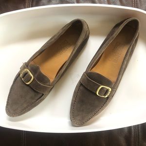 Salvatore Ferragamo Brown Suede Driving Loafers Size 10.5